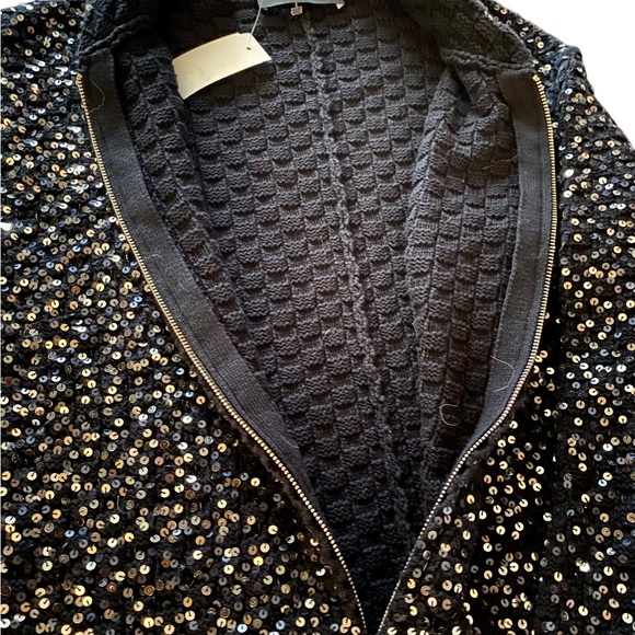 Pink Tartan navy sequin zipper cardigan NWT - Picture 7 of 8